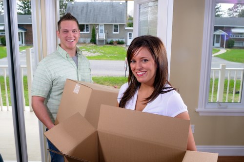 Prepared moving boxes and labelled belongings for Strawberryhill removals